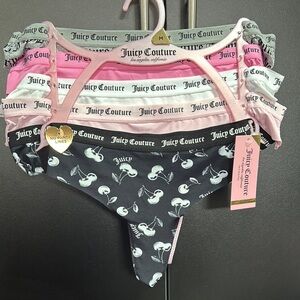 Juicy Couture 5 pack No Panty Lines thong panties, soft silky stretch, logo